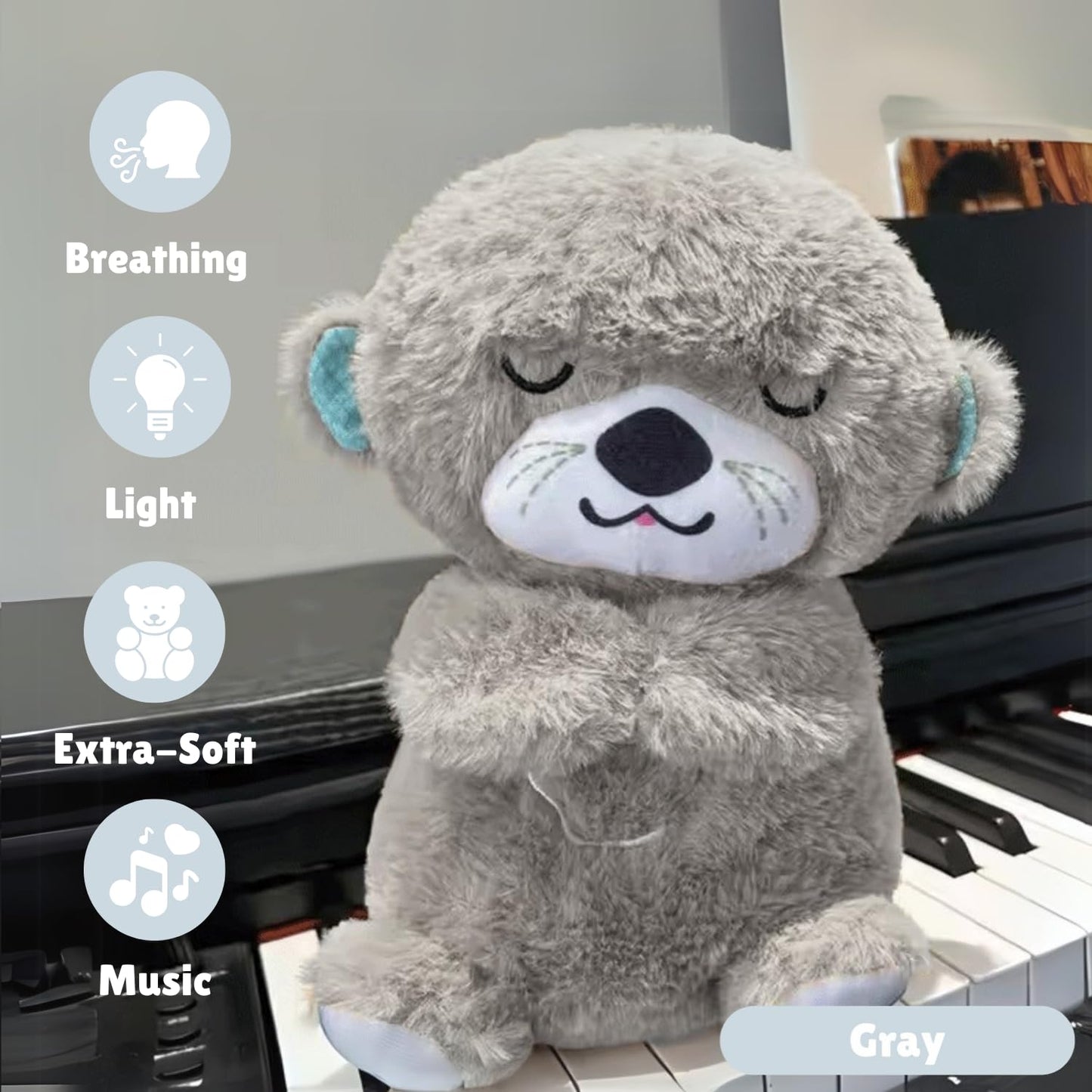 Breathing Teddy Bear with Soothing Music, Comfort Plush